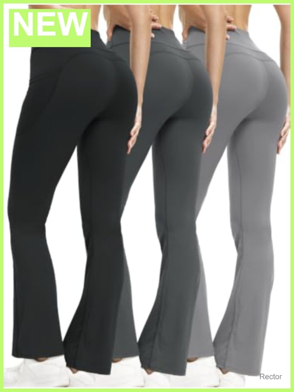 Flare Leggings Yoga Pants with Pockets High Waist Tummy Control